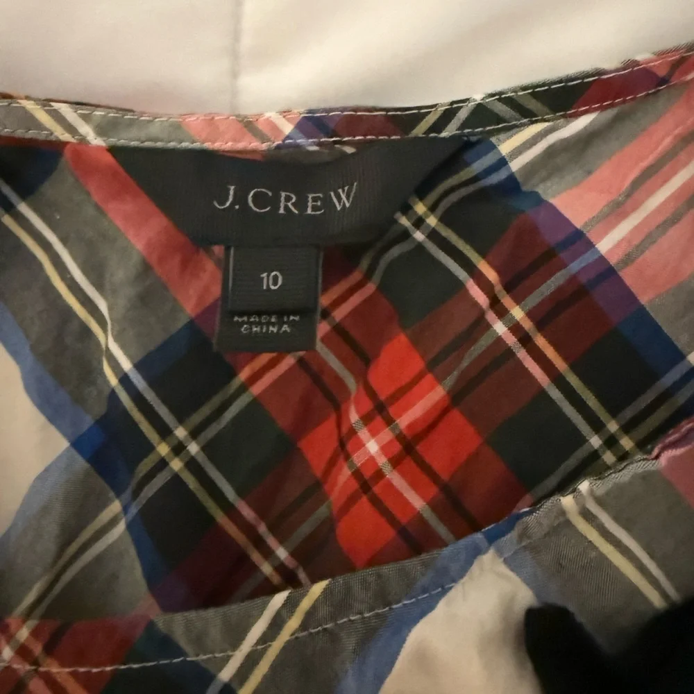JCrew Christmas Holiday Plaid Shell Cotton with bow top
